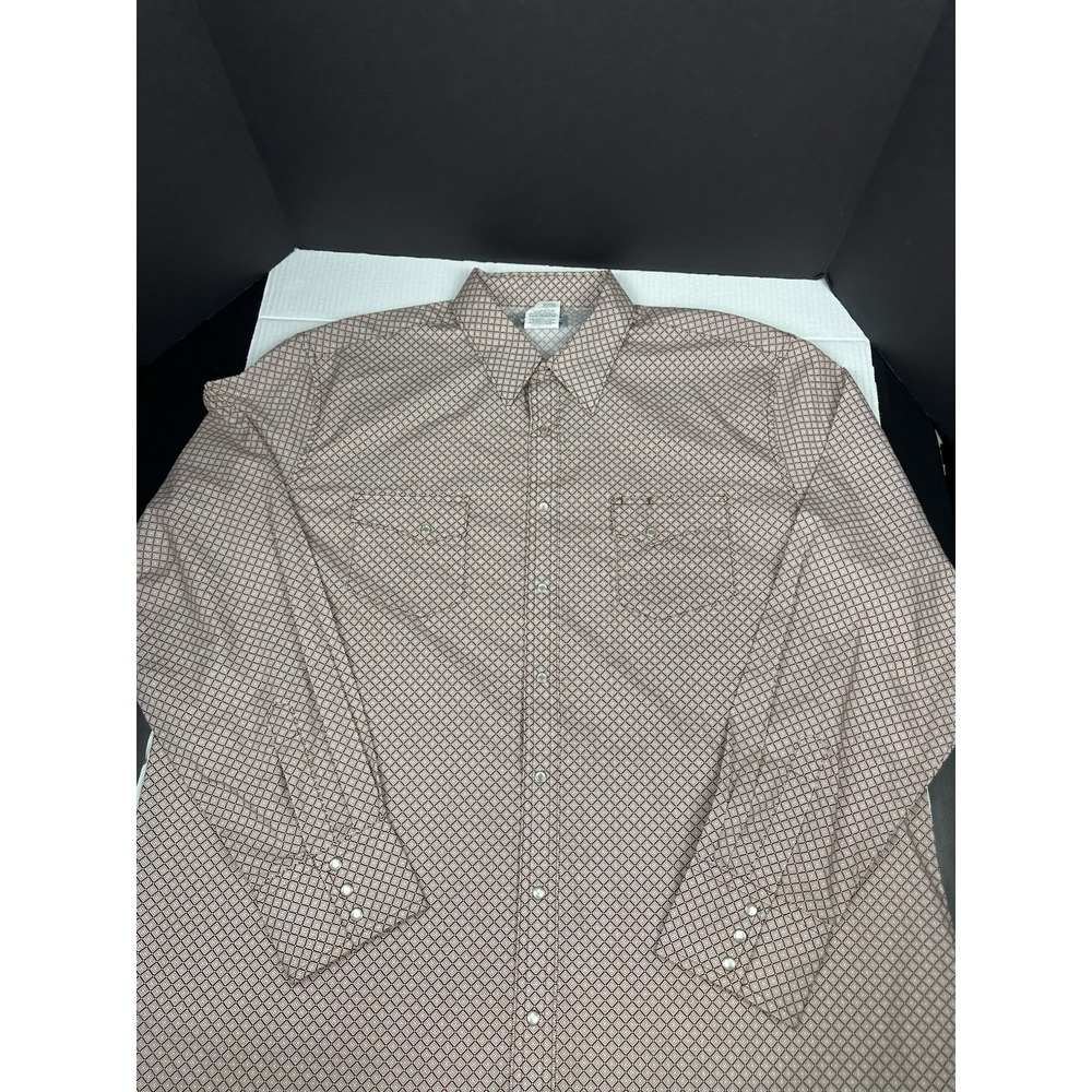 Wrangler Wrancher Pearl Snap Long Sleeve Shirt Geometric Western Rodeo Mens 2XL
